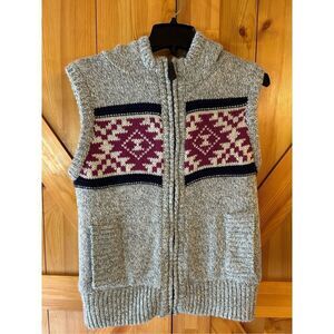 If it were me vest, zip up hood Sherpa wool blend size large (4926)￼